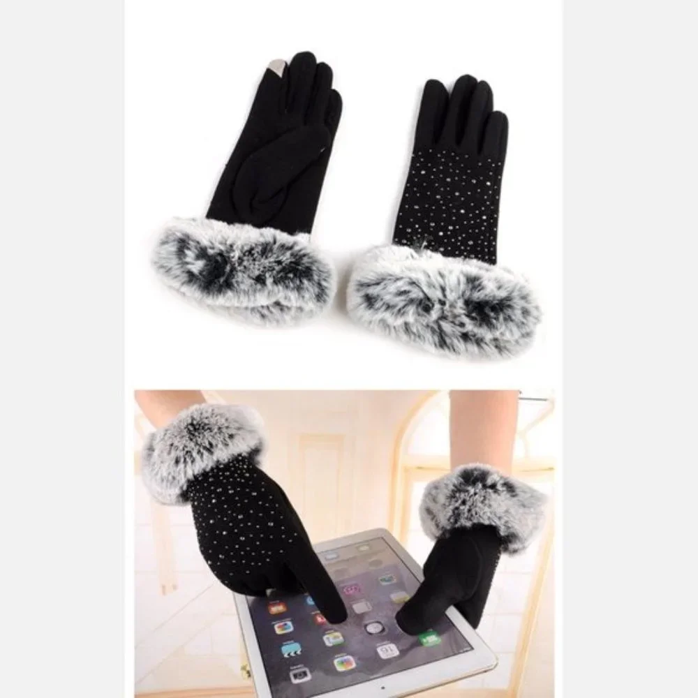 Luxurious Rhinestones Winter Gloves Touchscreen Gloves